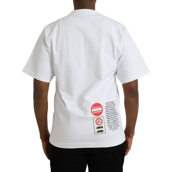 Dolce & Gabbana White Amor Heart Cotton Crewneck Short Sleeve T-shirt